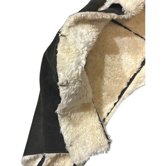 Express vintage suede leather Sherpa lined jacket M - Picture 7 of 12